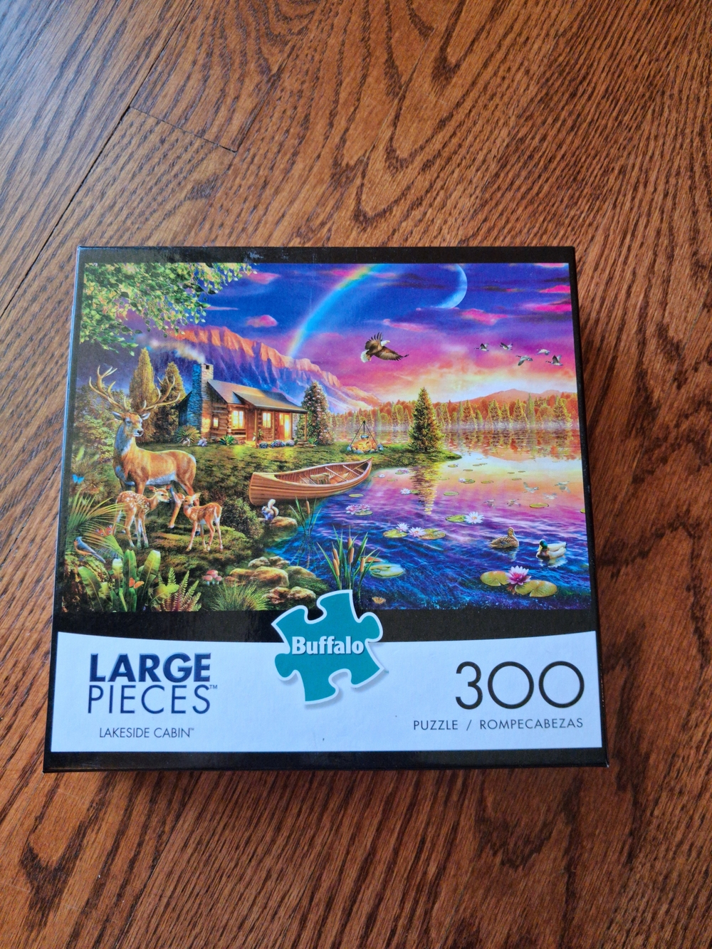 Buffalo Games Lakeside Cabin 300 Large Piece Jigsaw Puzzle 100% COMPLETE